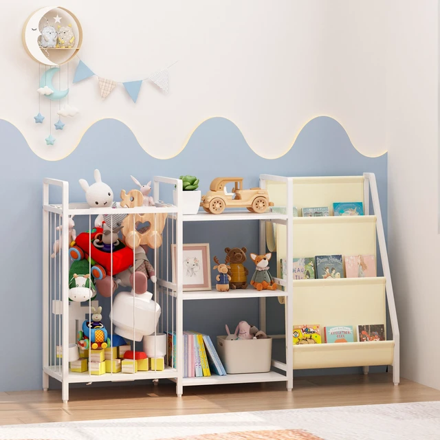 Main image of Kids Bookshelf and Toy Storage, Book Shelf for Kids Sling Baby Bookcase with Stuffed Animal Storage Toddler Montessori