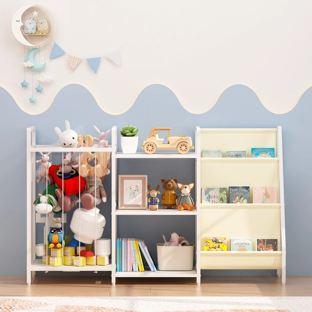 Alt view image 2 of 7 - Kids Bookshelf and Toy Storage, Book Shelf for Kids Sling Baby Bookcase with Stuffed Animal Storage Toddler Montessori