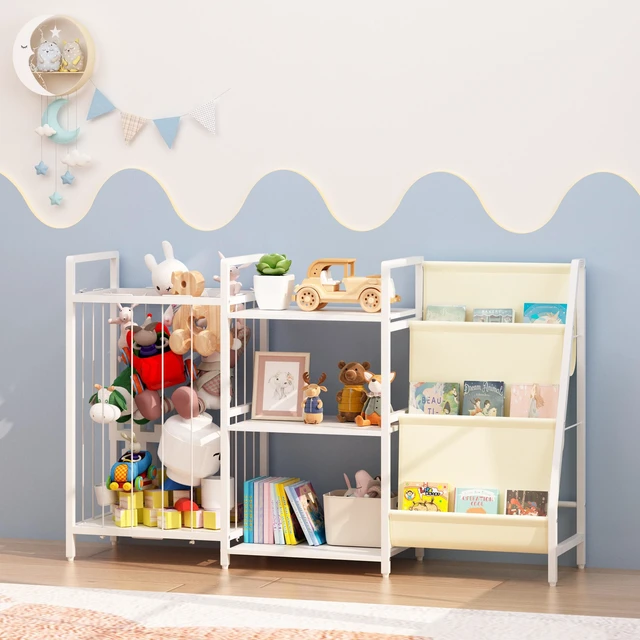 Alt view image 3 of 7 - Kids Bookshelf and Toy Storage, Book Shelf for Kids Sling Baby Bookcase with Stuffed Animal Storage Toddler Montessori