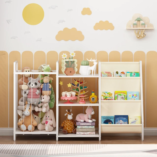 Alt view image 6 of 7 - Kids Bookshelf and Toy Storage, Book Shelf for Kids Sling Baby Bookcase with Stuffed Animal Storage Toddler Montessori