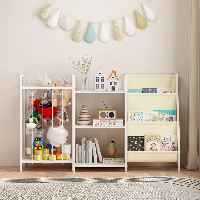 Alt view image 4 of 7 - Kids Bookshelf and Toy Storage, Book Shelf for Kids Sling Baby Bookcase with Stuffed Animal Storage Toddler Montessori