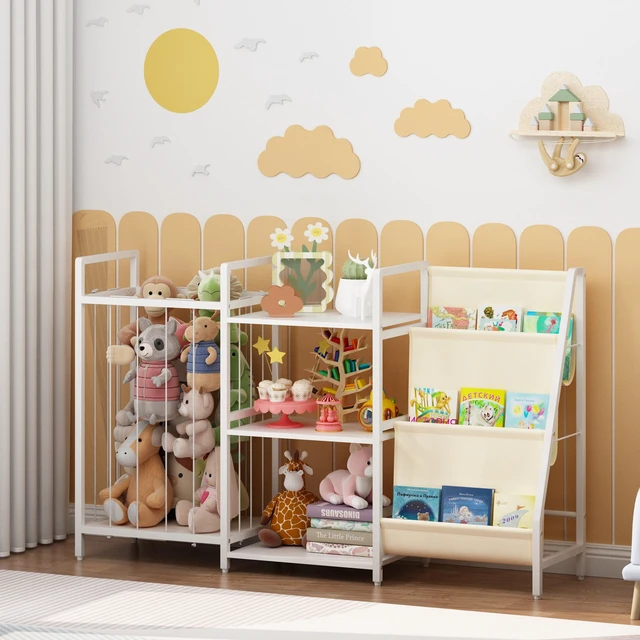 Alt view image 7 of 7 - Kids Bookshelf and Toy Storage, Book Shelf for Kids Sling Baby Bookcase with Stuffed Animal Storage Toddler Montessori
