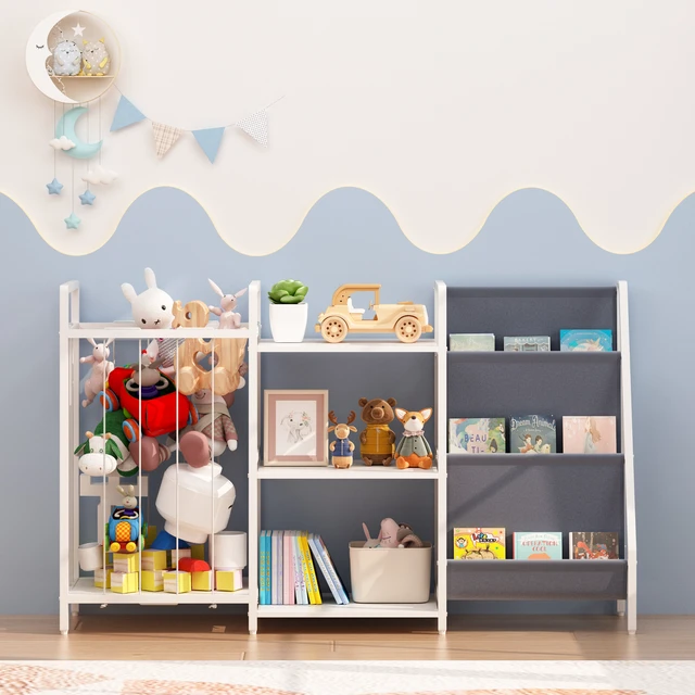 Alt view image 2 of 7 - Kids Bookshelf and Toy Storage, Book Shelf for Kids Sling Baby Bookcase with Stuffed Animal Storage Toddler Montessori