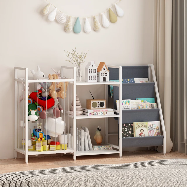 Alt view image 4 of 7 - Kids Bookshelf and Toy Storage, Book Shelf for Kids Sling Baby Bookcase with Stuffed Animal Storage Toddler Montessori