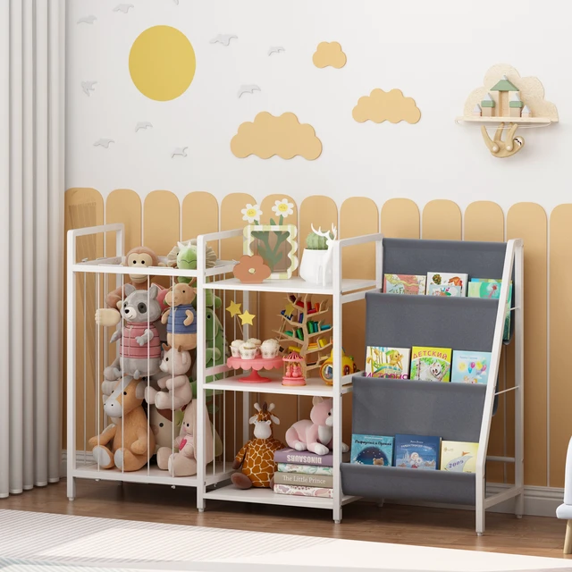 Alt view image 6 of 7 - Kids Bookshelf and Toy Storage, Book Shelf for Kids Sling Baby Bookcase with Stuffed Animal Storage Toddler Montessori