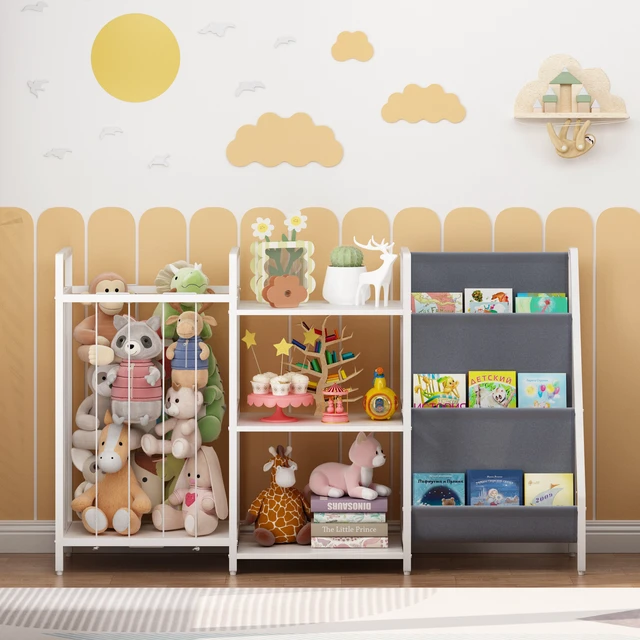 Alt view image 7 of 7 - Kids Bookshelf and Toy Storage, Book Shelf for Kids Sling Baby Bookcase with Stuffed Animal Storage Toddler Montessori