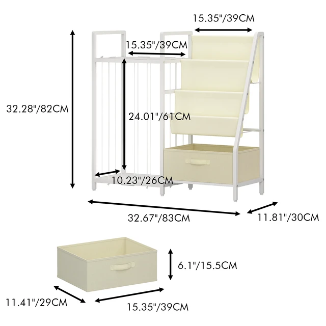 Alt view image 6 of 7 - Kids Bookshelf and Toy Storage Organizer, Dual Sided Children Bookshelf with Figure Display Storage and Book Sling