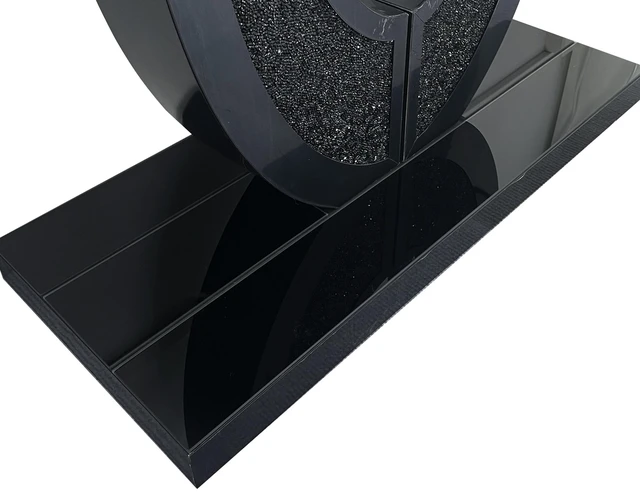Alt view image 6 of 7 - Handcrafted Crushed Diamond Mirrored Console Table, High Scenario Entryway Table, Black, MDF and Glass