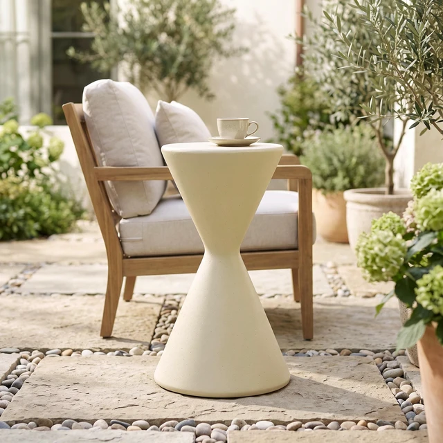 Alt view image 2 of 7 - 24 Inch Tall Garden Pedestal Stand, Magnesium Oxide Plant Stand Outdoor Decortions Pedestal Flower Pots Yard, Beige