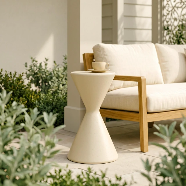 Main image of 24 Inch Tall Garden Pedestal Stand, Magnesium Oxide Plant Stand Outdoor Decortions Pedestal Flower Pots Yard, Beige