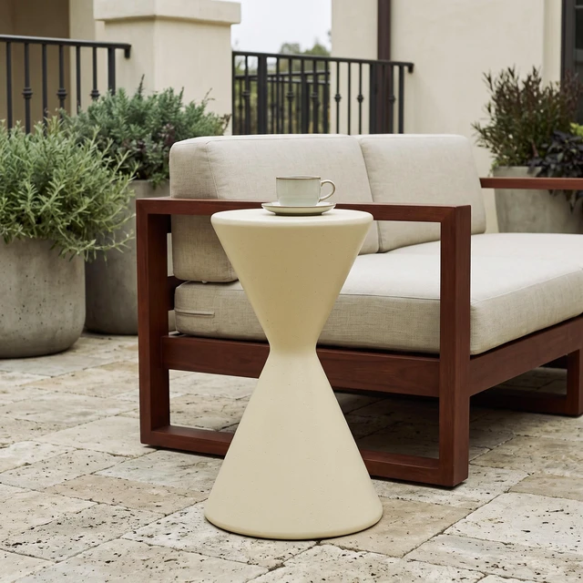 Alt view image 6 of 7 - 24 Inch Tall Garden Pedestal Stand, Magnesium Oxide Plant Stand Outdoor Decortions Pedestal Flower Pots Yard, Beige