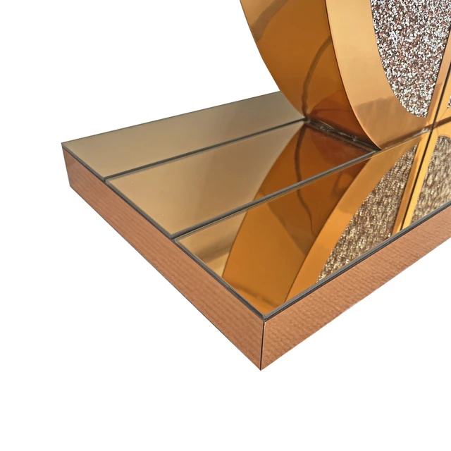 Alt view image 6 of 7 - Artisan Crafted Mirrored Accent Table, High Build for Every Interior Scene, Brown, MDF and Glass
