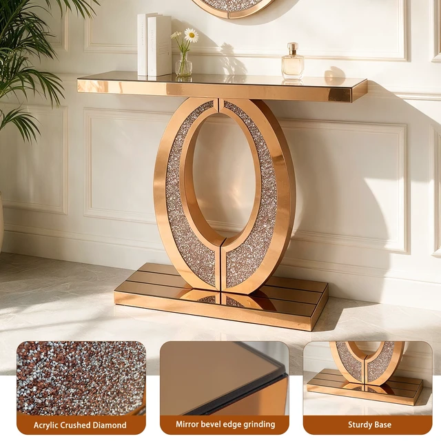 Alt view image 4 of 7 - Artisan Crafted Mirrored Accent Table, High Build for Every Interior Scene, Brown, MDF and Glass