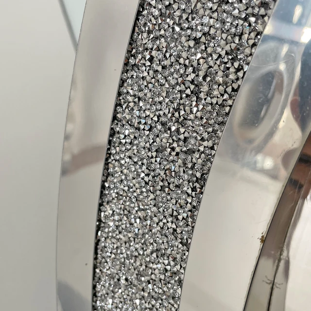 Alt view image 6 of 7 - Shaped Crushed Diamond Table for Hotel Mirrored Centre Diamond Console Table for Living, Silver, MDF and Glass