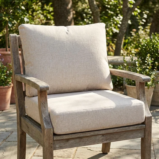 Main image of Outdoor Club Chair Cushion Set, Seat Cushion and Back Beige, Fabric and Foam
