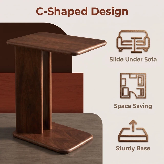 Alt view image 3 of 7 - Solid Side Table, Two Tier Square Side Table with Storage Shelves Nightstand and Living Decorative for Next the Sofa