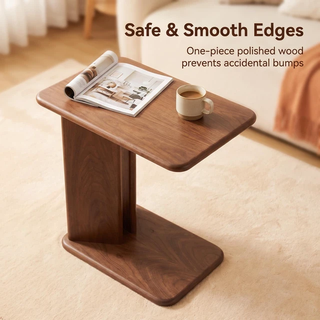 Alt view image 4 of 7 - Solid Side Table, Two Tier Square Side Table with Storage Shelves Nightstand and Living Decorative for Next the Sofa