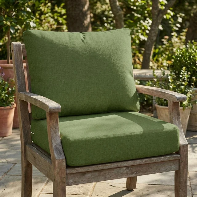 Main image of Outdoor Club Chair Cushion Set, Seat Cushion and Back Green, Fabric and Foam