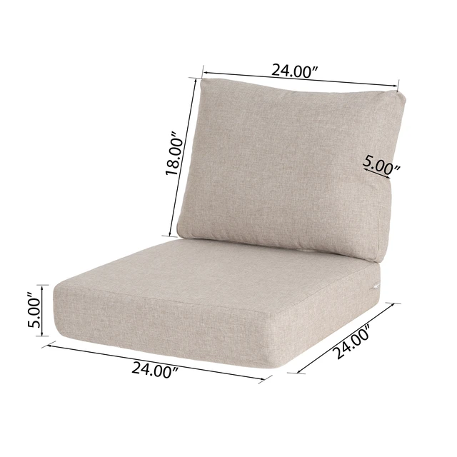 Alt view image 7 of 7 - Outdoor Club Chair Cushion Set, Seat Cushion and Back Beige, Fabric and Foam