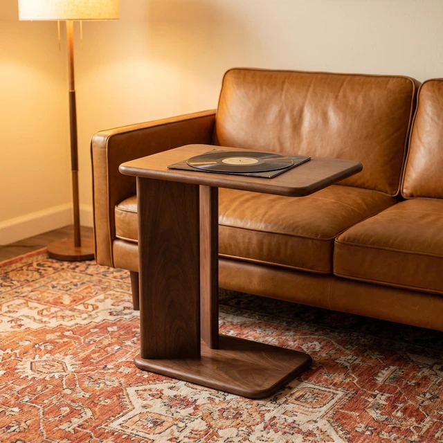 Alt view image 5 of 7 - Solid Side Table, Two Tier Square Side Table with Storage Shelves Nightstand and Living Decorative for Next the Sofa