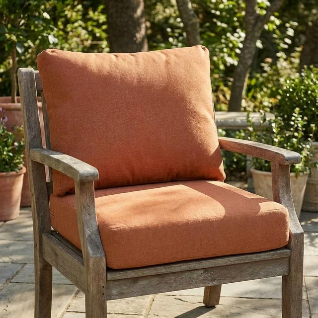 Main image of Outdoor Club Chair Cushion Set, Seat Cushion and Back Orange, Fabric and Foam