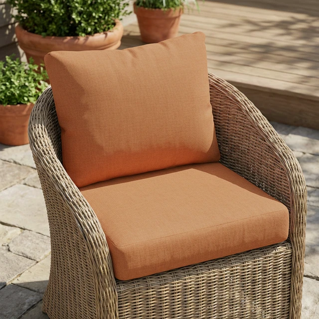 Alt view image 2 of 7 - Outdoor Club Chair Cushion Set, Seat Cushion and Back Orange, Fabric and Foam
