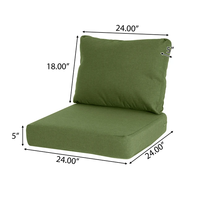 Alt view image 7 of 7 - Outdoor Club Chair Cushion Set, Seat Cushion and Back Green, Fabric and Foam