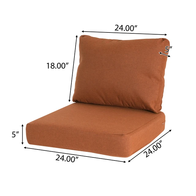 Alt view image 7 of 7 - Outdoor Club Chair Cushion Set, Seat Cushion and Back Orange, Fabric and Foam