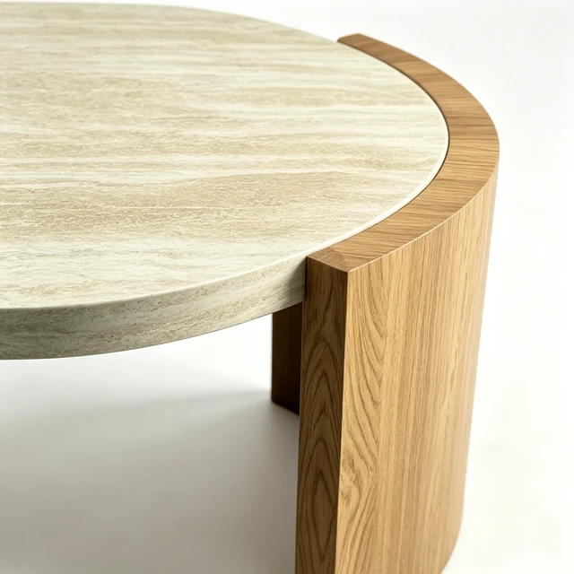 Alt view image 6 of 7 - 48.42 Inch Oval Coffee Table, Coffee Table with Faux Curved MDF Legs Faux Textured MDF Tabletop Oval Center for Living