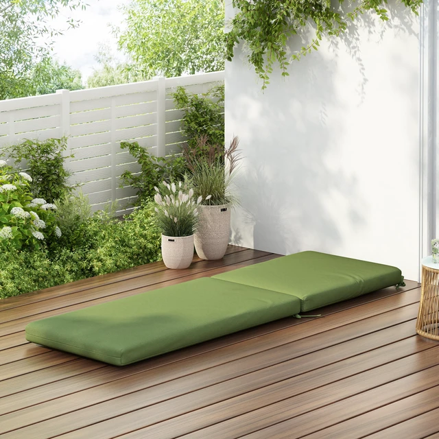 Main image of Outdoor Chaise Lounge Cushion, Green, Fabric and Foam