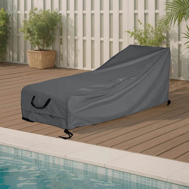 Main image of Shield Outdoor Slope Chaise Lounge Cover, Dark Gray, Fabric