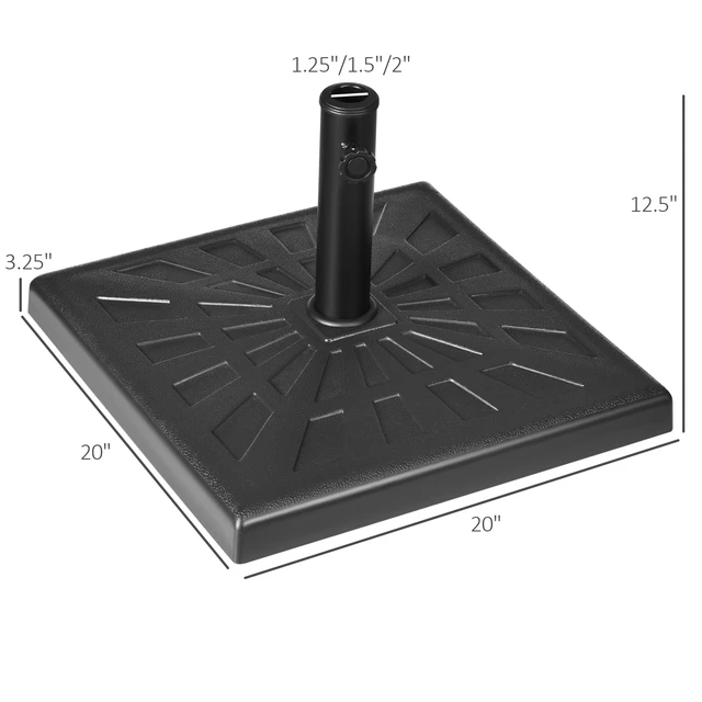 Alt view image 3 of 7 - Square Outdoor Umbrella Stand Holder, Fashion Resin Patio Umbrella Base for Parasol Poles, Black, Resin and Steel