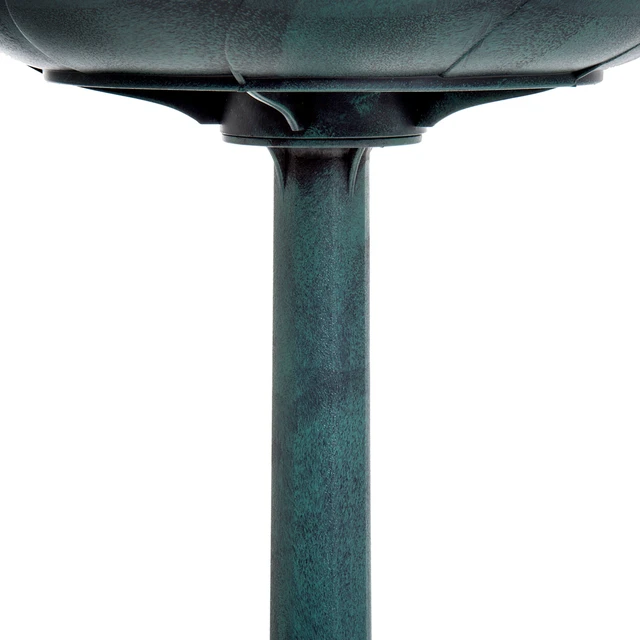 Alt view image 6 of 7 - 28 Inch Bird Bath Outdoor Resin Decor with Fleur Lis Pattern, Time Worn Finish, Green, Plastic