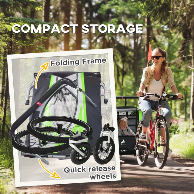 Alt view image 4 of 7 - Walk Jog Ride Child Baby Bike Trailer for Kids Seater, High Visibility Bike Stroller for Toddler Wagon Weather Double