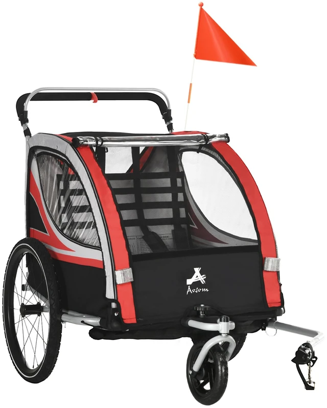 Main image of Walk Ride Child Baby Bike Trailer for Kids Seater, High Visibility Bike Stroller for Toddler Wagon Weather Double