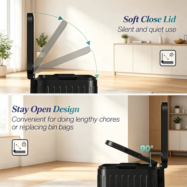 Alt view image 6 of 7 - 2×5.3gal Double Step Trash Cankitchen Recycling Bin with Lid, Detachable Removable Inner Buckets for Waste Sorting