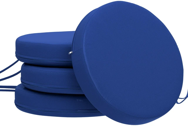 Main image of Outdoor Chair Cushions Set, Round Seat Cushions for Dining Chairs Bistro with Machine Washable Cover Inchx, Blue