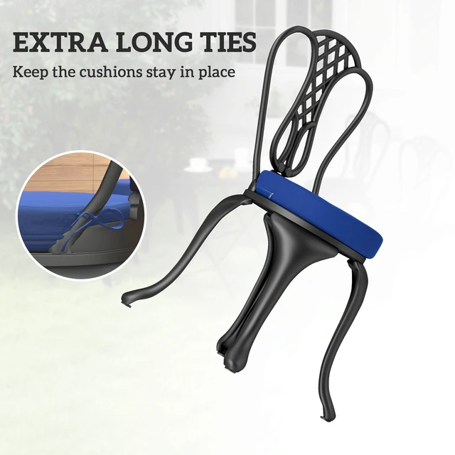 Alt view image 6 of 7 - Outdoor Chair Cushions Set, Round Seat Cushions for Dining Chairs Bistro with Machine Washable Cover Inchx, Blue