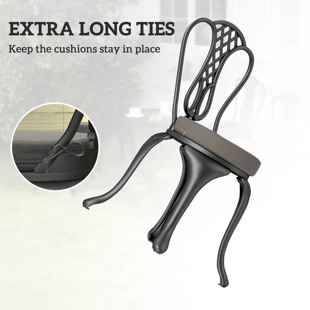 Alt view image 6 of 7 - Outdoor Chair Cushions Set, Round Seat Cushions for Dining Chairs Bistro with Machine Washable Cover Inchx, Dark