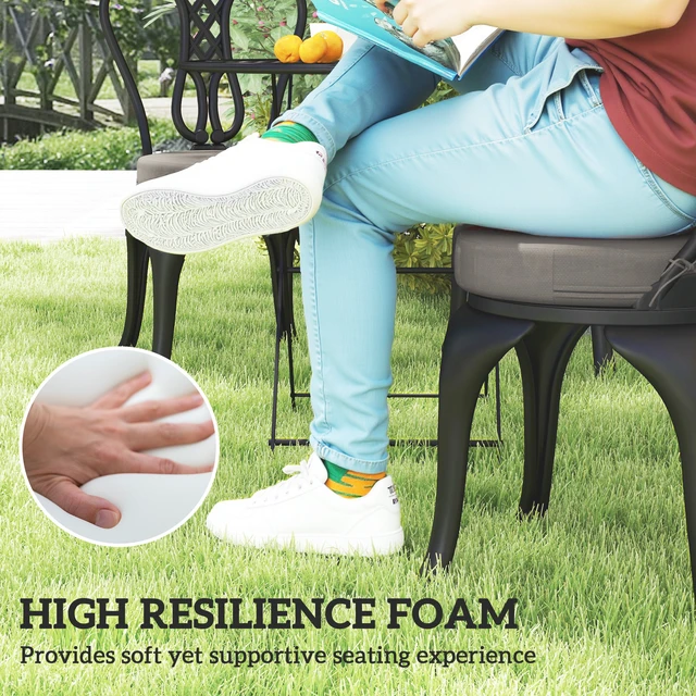 Alt view image 7 of 7 - Outdoor Chair Cushions Set, Round Seat Cushions for Dining Chairs Bistro with Machine Washable Cover Inchx, Dark