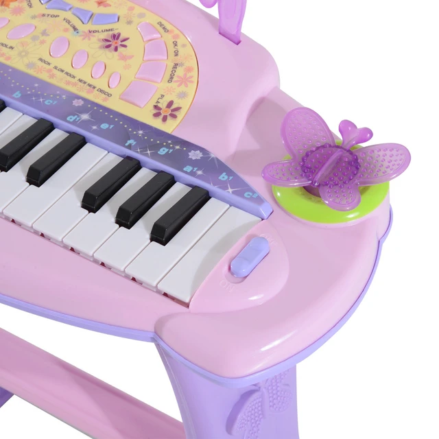 Alt view image 2 of 7 - Key Princess Electronic Toy Piano for Kids, Educational Keyboard Piano with Stool Record Flashing Lights Microphone
