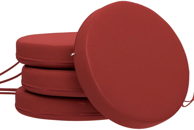 Main image of Outdoor Chair Cushions Set, Round Seat Cushions for Dining Chairs Bistro with Machine Washable Cover Inchx Wine