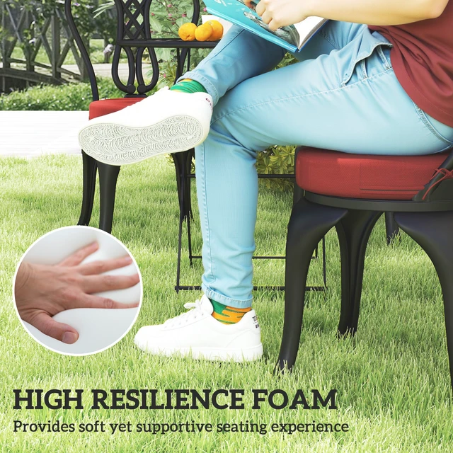 Alt view image 7 of 7 - Outdoor Chair Cushions Set, Round Seat Cushions for Dining Chairs Bistro with Machine Washable Cover Inchx Wine