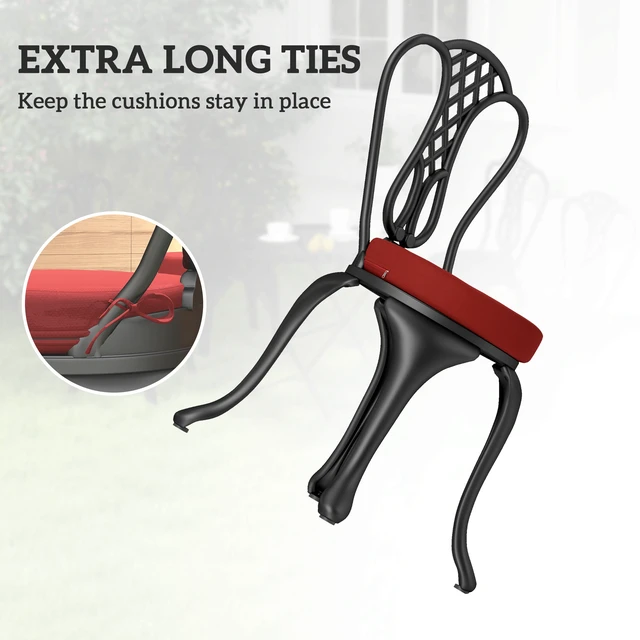Alt view image 6 of 7 - Outdoor Chair Cushions Set, Round Seat Cushions for Dining Chairs Bistro with Machine Washable Cover Inchx Wine