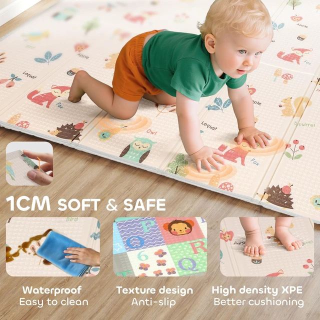 Alt view image 4 of 7 - Extra Large Baby Play Mat Inchx, Double Sided Foldable Xpe Foam Crawling Mat Waterproof Reversible Playmat for Toddlers