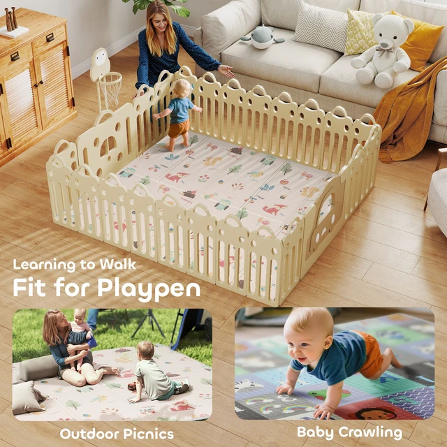 Alt view image 2 of 7 - Extra Large Baby Play Mat Inchx, Double Sided Foldable Xpe Foam Crawling Mat Waterproof Reversible Playmat for Toddlers