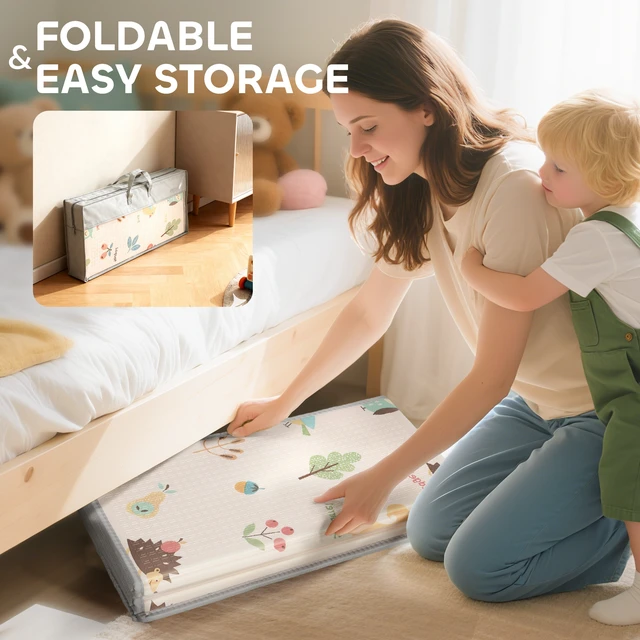Alt view image 3 of 7 - Extra Large Baby Play Mat Inchx, Double Sided Foldable Xpe Foam Crawling Mat Waterproof Reversible Playmat for Toddlers