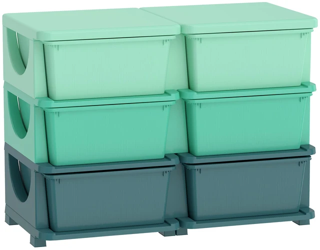 Main image of 6 Drawers Kids Storage Unit, 3 Tier Stackable Toy Organizers and Storage Chest for Playroom Living Boys Girls Toddlers