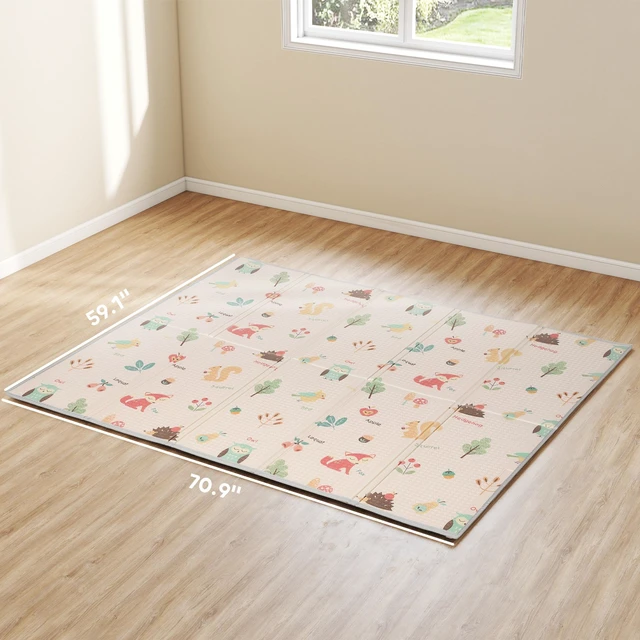 Alt view image 7 of 7 - Extra Large Baby Play Mat Inchx, Double Sided Foldable Xpe Foam Crawling Mat Waterproof Reversible Playmat for Toddlers