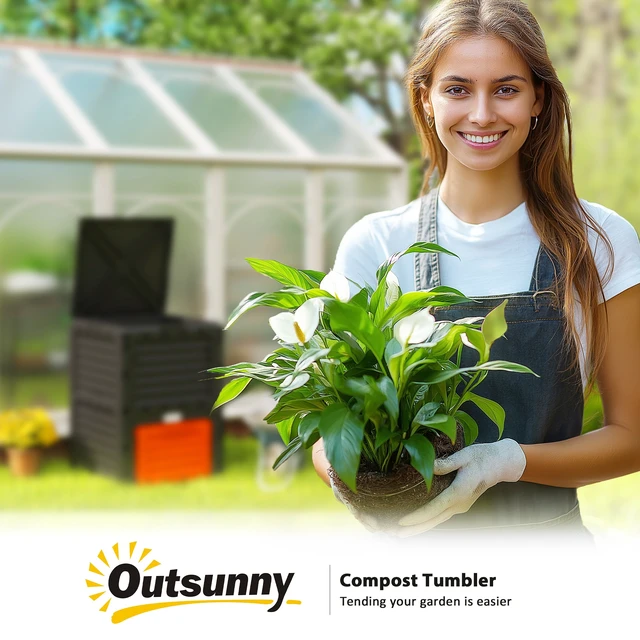 Alt view image 2 of 7 - Garden Compost Bin 80 Gallon Outdoor Large Capacity Composter Fast Create Fertile Soil Aerating Box, Easy Assembly